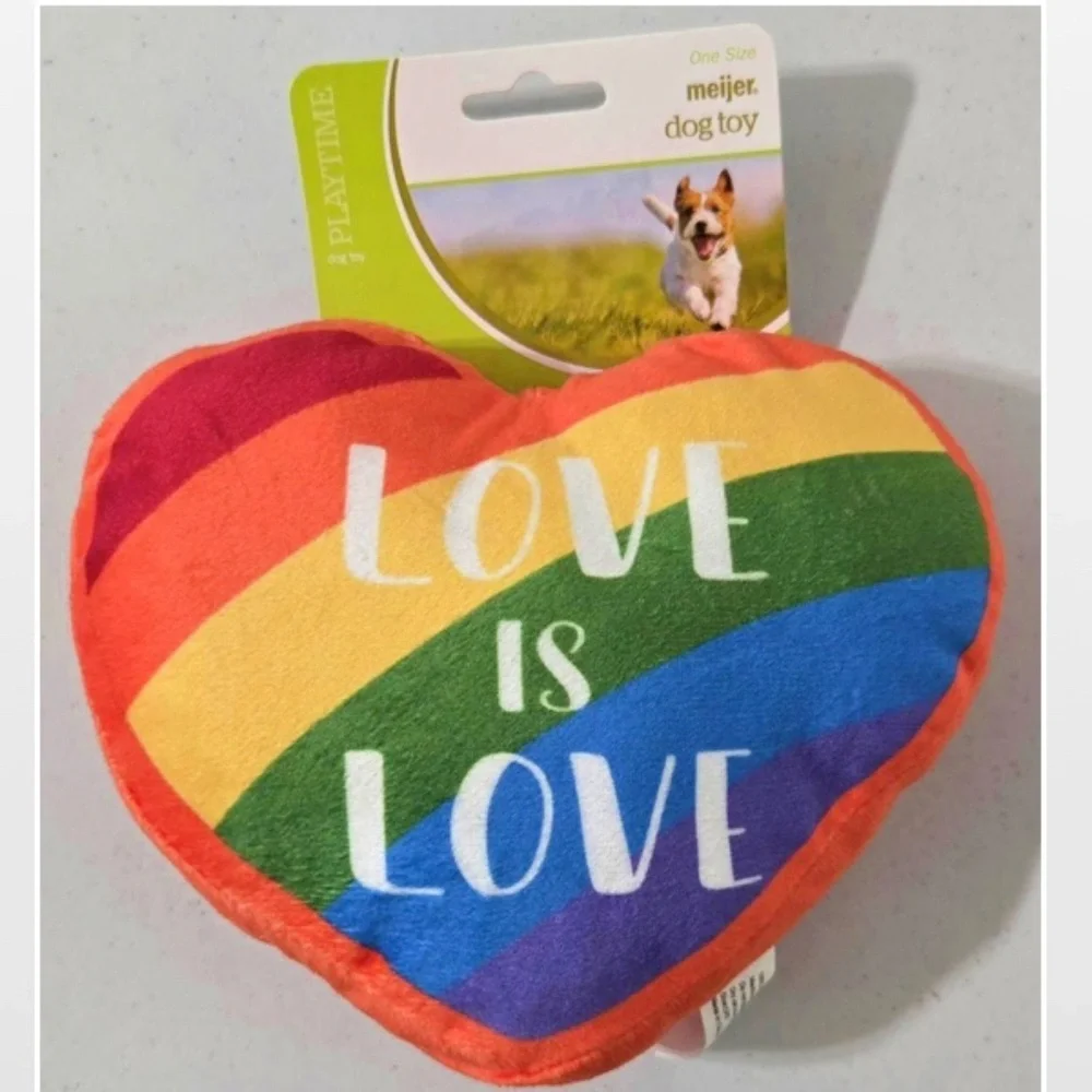 New Dog Toy Plush OS Heart Rainbow Pride Love Is Love Animal Pet NWT